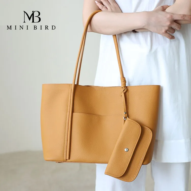 MINIBIRD2025新款togo头层牛皮轻盈软皮大容量托特包女通勤单肩包