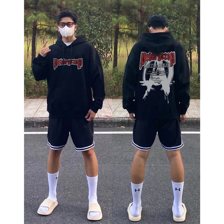 欧美式复古字母印花连帽lostctrl卫衣男秋冬街头潮牌嘻哈宽松上衣