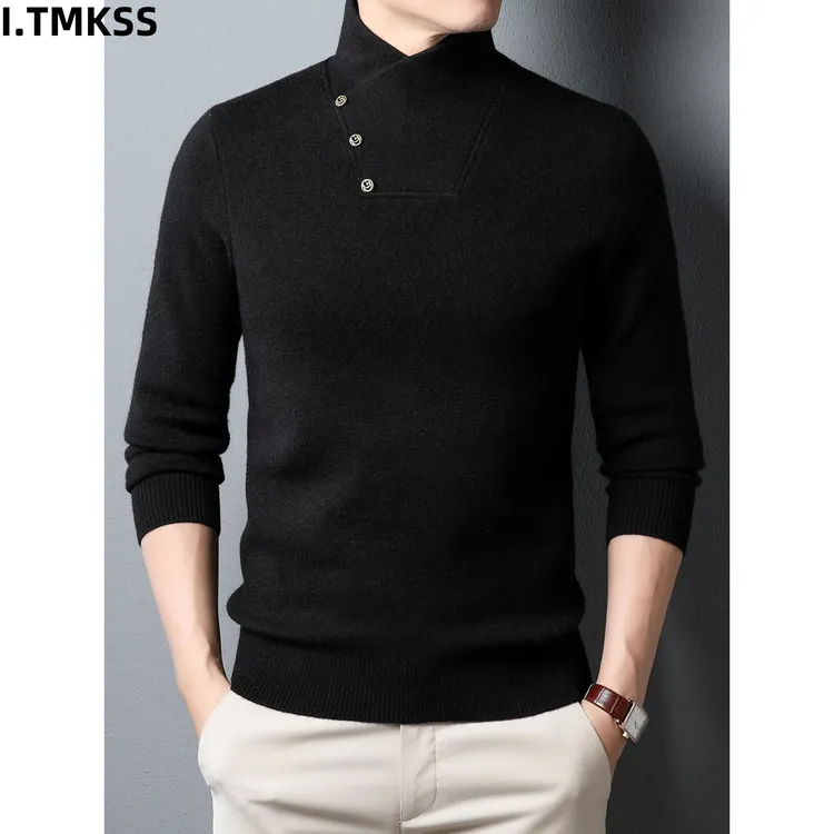 2026新款男士半高领毛衣秋冬季新款针织打底衫加厚保暖羊毛衫上衣