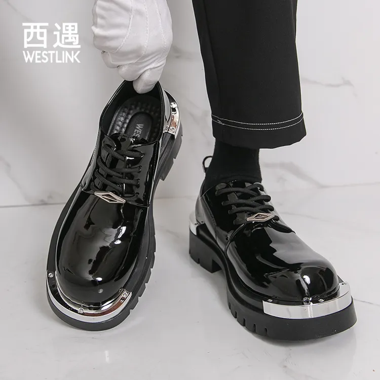 【设计师款】西遇学院风复古德比鞋舒适柔软防滑休闲皮鞋黑色鞋子男
