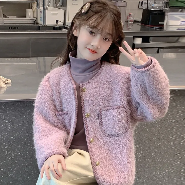 女童外套秋冬款2025新款儿童网红洋气小香风加厚冬装女孩毛呢上衣