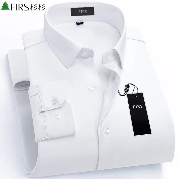 杉杉高档加绒加厚男士衬衫秋冬款商务衬衣正装免烫保暖白衬衫打底