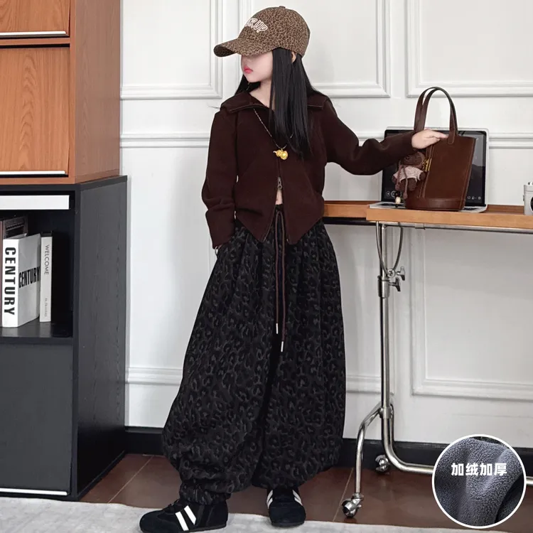 女童秋冬款卫衣套装2025新款女孩大童超好看外套儿童秋冬豹纹卫裤