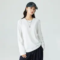 【流光风穿搭】茵曼25冬季全棉纯色基础百搭长袖白T恤休闲打底衫