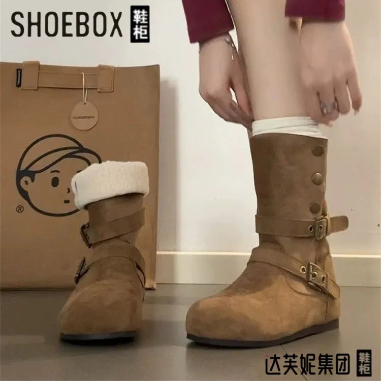 长靴中筒靴时装靴高筒长款马丁靴雪地靴女款爆款雪地棉