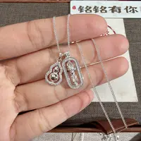 铭铭有你 坠链均足银合成锆石 金刚杵葫芦套链 