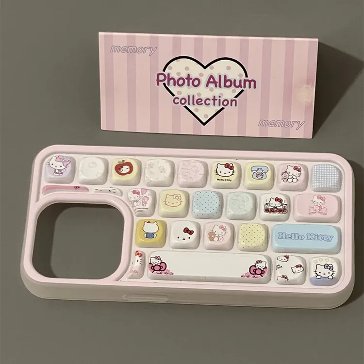 可爱键盘kitty适用iphone16苹果15手机壳13promax小众14女款x创意