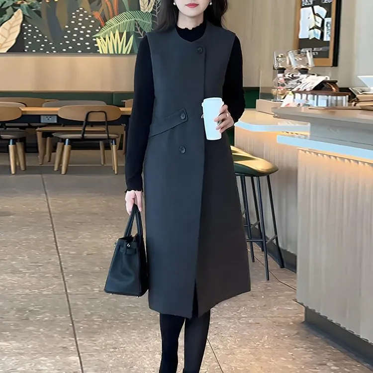 法式毛呢吊带裙子女士秋季今年年新款妈妈无袖气质打底中长裙女款