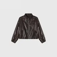 JOANOF复古港风宽松立领极简风秋季新款皮衣时尚休闲风-【X713】