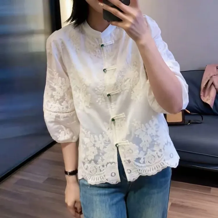 2025春季新款时尚显瘦气质女士网红洋气衬衫百搭款D7377