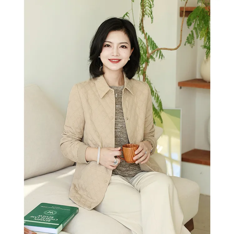 枫竺阿楠anan 小时光 小香风翻领菱格绗缝棉早春衬衫女士休闲外套
