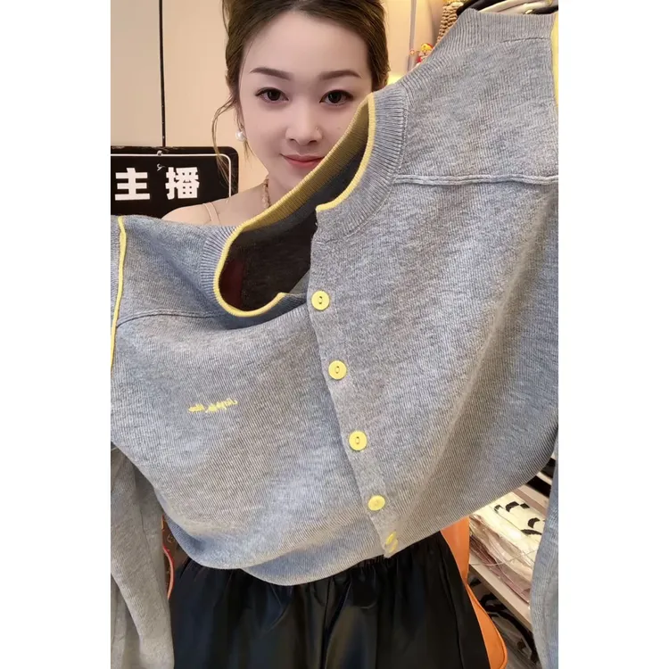 今年流行穿搭2025早秋新款温柔风单排扣毛针织衫时尚开衫长袖上衣