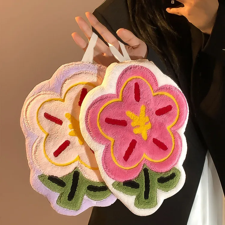 有钱花擦手巾挂式加厚刺绣吸水速干家用卫生间儿童厨房帕毛巾抹布