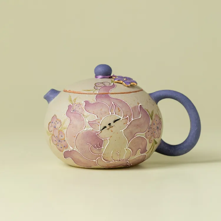 赞朴火石红纯手绘九尾仙狐西施壶泡茶壶女家用陶瓷泡茶器功夫茶具