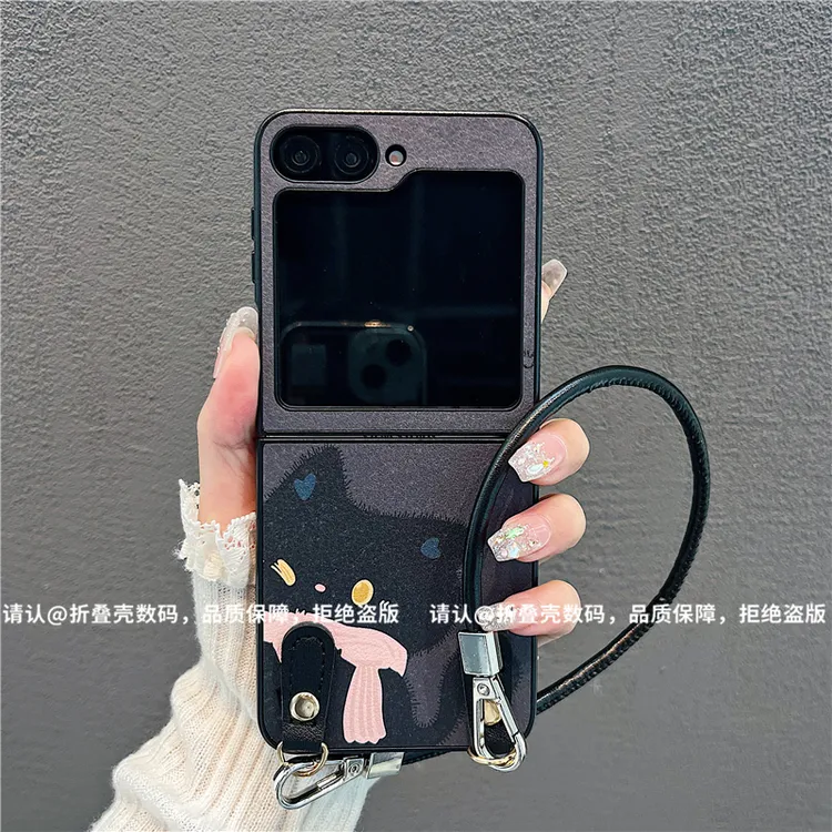 （三星zflip6系列)金属折叠皮纹适用三星zflip6手机保护壳防摔潮壳