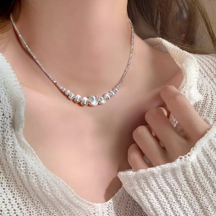 心草 坠链均925银 渐变猫眼珠碎银项链女2025新款轻奢高级感气质