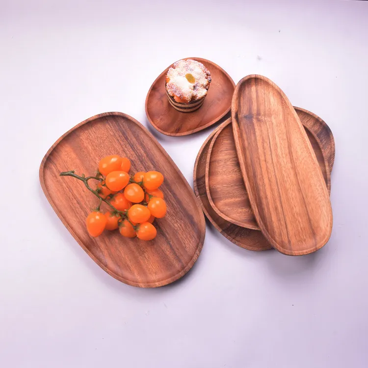 南美胡桃木盘子实木果盘零食盘不规则家用茶托盘木质托盘国潮风
