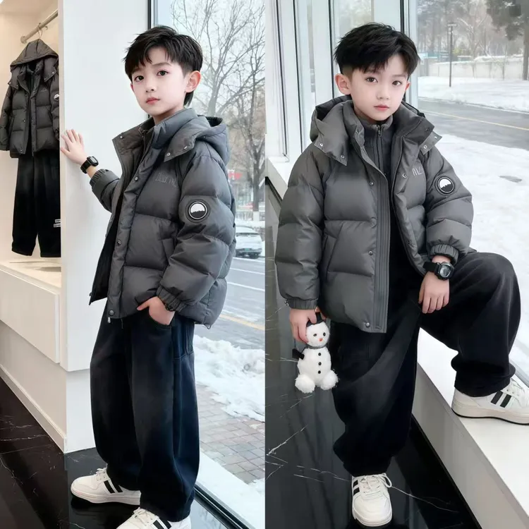 男童新款棉衣2025新款冬季保暖棉袄洋气加厚中大童棉服儿童冬装