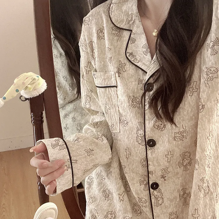 黑边金kitty睡衣少女心春秋季长袖2025年新款可外穿家居服ins套装