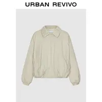 【HOT】UR2025冬季新款女装褶皱翻领拉链棉服外套UYL150056