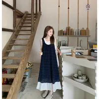 FUGUI RICH小个子格子连衣裙中长款设计感两件套裙子 26241TZ2110