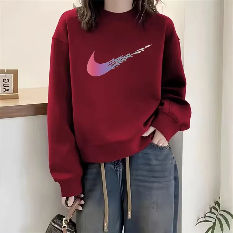 奥特莱斯2025本命年衣服酒红色卫衣女秋冬新款加绒爆款上衣外套潮