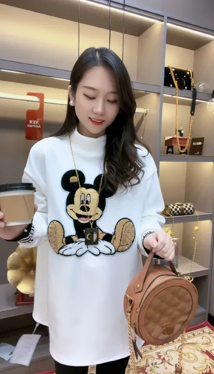 【所有白T在此】【白T系列】--大象加绒加厚潮牌打底白T恤上衣