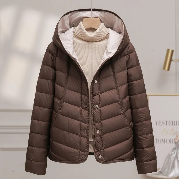 90白鸭绒羽绒服女短款2025新款秋冬连帽时尚轻薄内搭外穿时尚外套