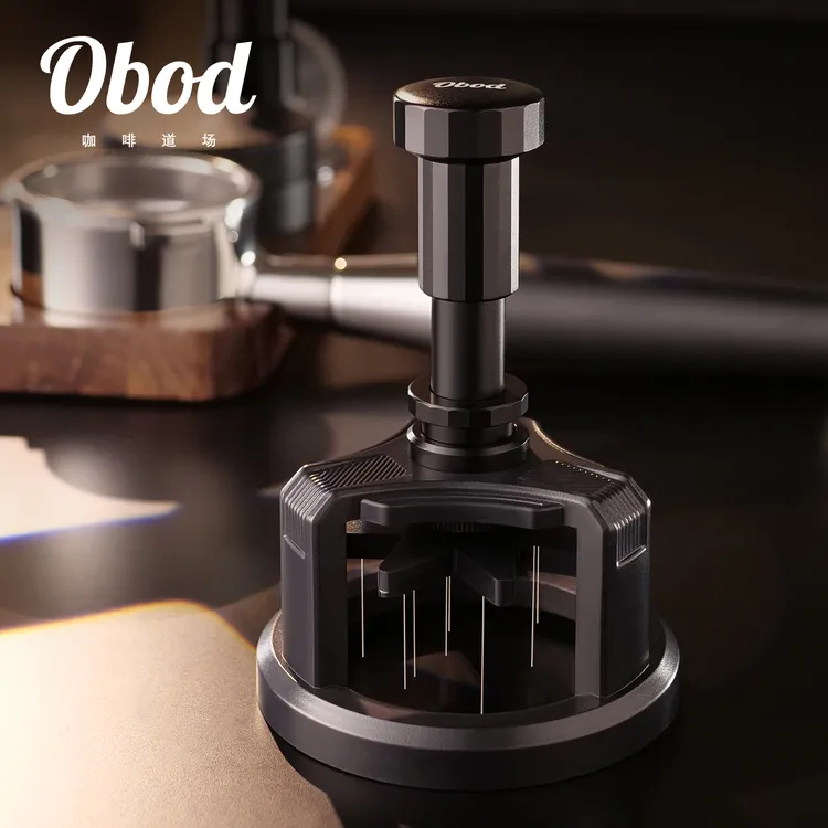 Obod按压式搅粉针意式散粉针旋转布粉器咖啡布粉针均匀打散结块