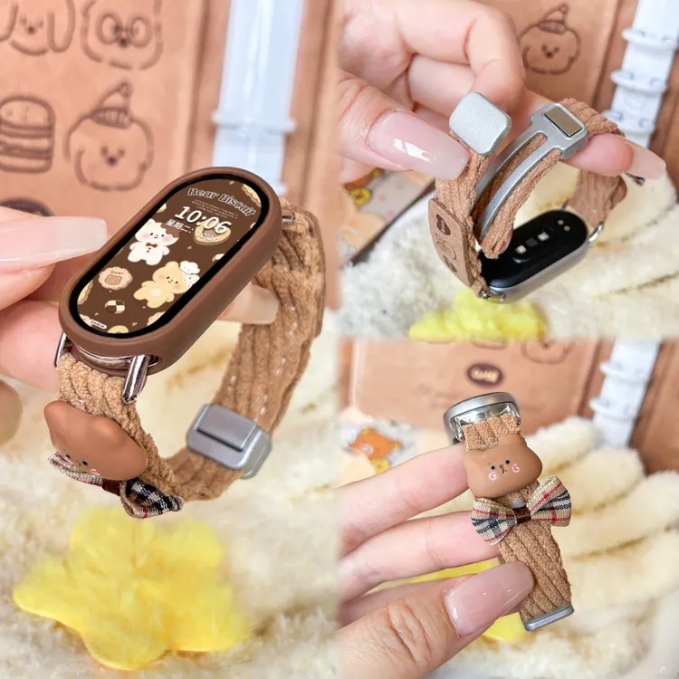 适用于小米手环10表带9可爱8蝴蝶结小熊针织7/6/5/4/3NFC版腕带