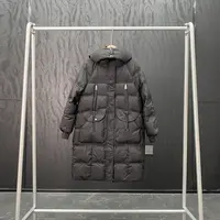 2024年冬季新款纯色立领连帽加厚棉服长款女时尚宽松百搭外套2313