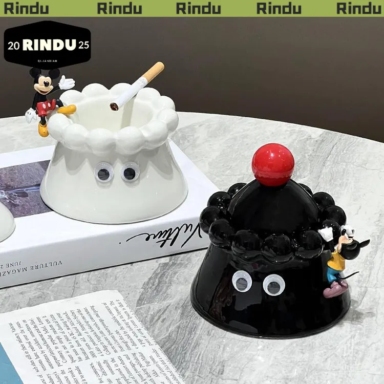 【Rindu品质】陶瓷烟灰缸带盖防飞灰防异味可爱创意搞怪烟缸家用