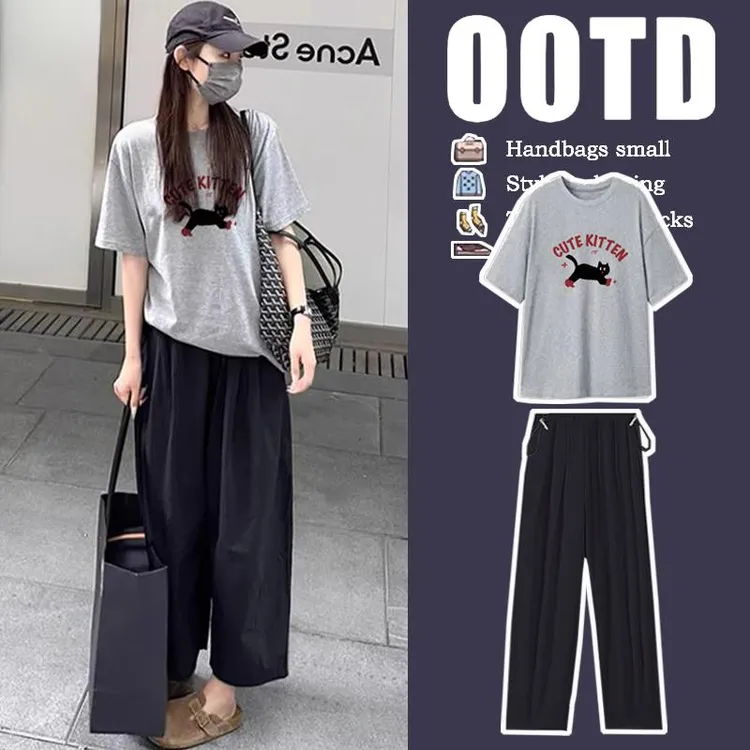 孕妇上衣夏季短袖洋气遮孕肚卡通棉质t恤小个子休闲2025新款