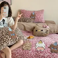 A类ins秋冬限定款贴布绣四件套工艺刺绣混搭加厚牛奶绒系列套件