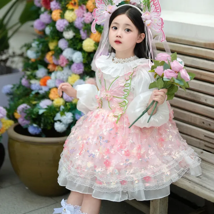 女童秋季连衣裙2025新款儿童洛丽塔公主裙小女孩生日礼服蓬蓬裙子