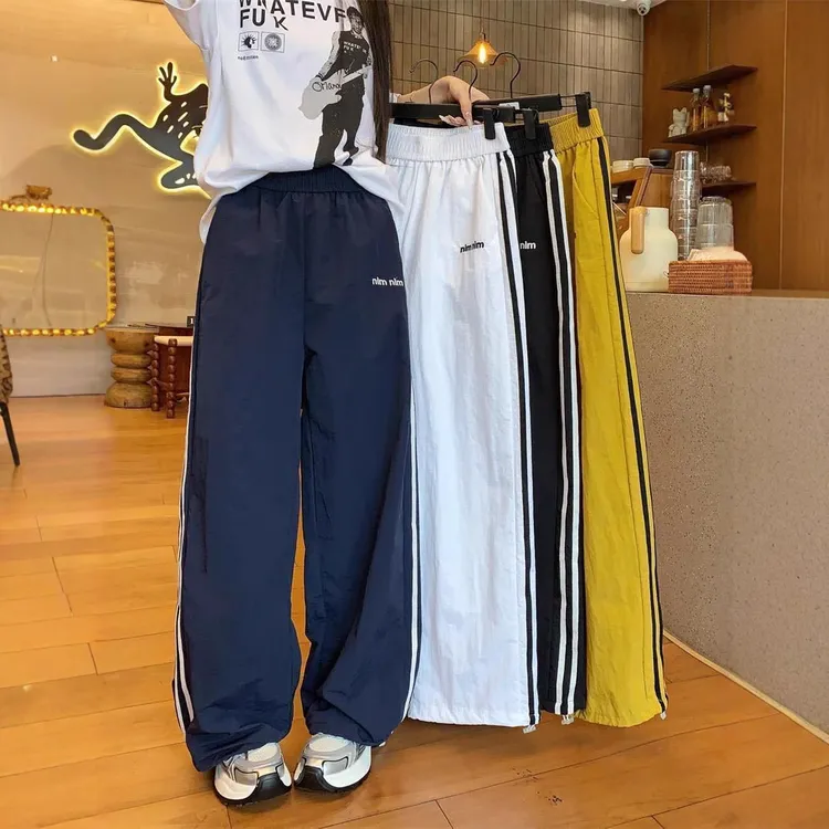 美式辣妹速干工装裤女撞色设计感宽松裤子休闲显瘦长裤运动裤