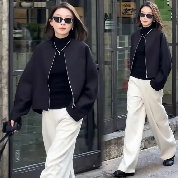 2025年春秋夏季新款韩版时尚套装女短款外套配阔腿休闲裤两件套潮