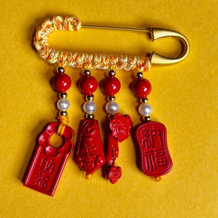 含辰砂新款吉祥如意朱砂葫芦别针男女宝宝朱砂挂件送礼平安扣纳福