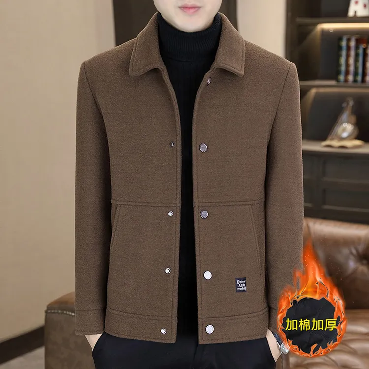 贝希缇汀BESTIDNG秋冬季外套男士夹克加厚翻领短款呢子大衣男装