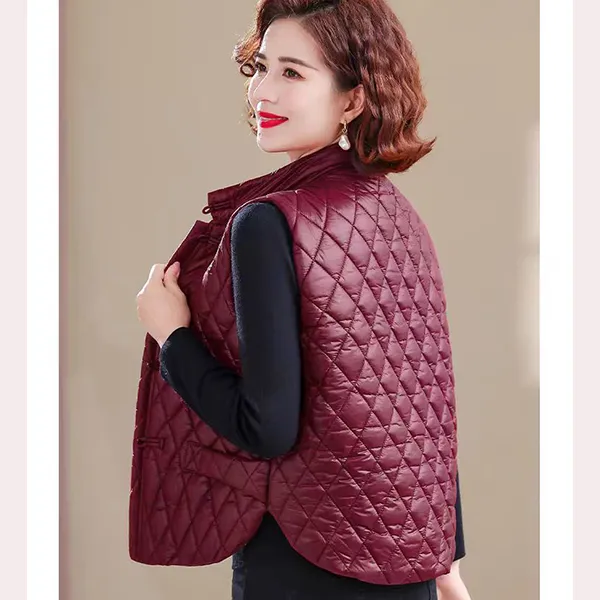 春秋季新款妈妈装盘扣洋气小个子外穿轻薄冬季立领坎肩马甲女126