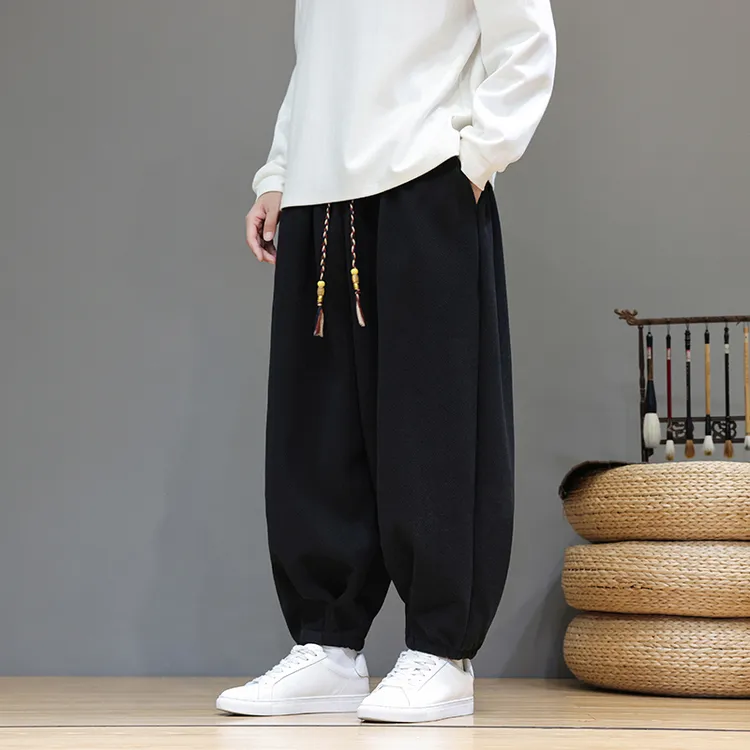 裤子男款爆款2025新款冬季加厚宽松灯笼裤男士大码束脚哈伦休闲裤