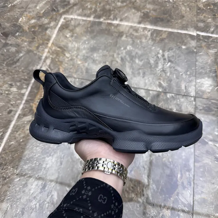 2026春季新款男鞋真皮厚底百搭纽扣透气时尚户外运动风男士休闲鞋