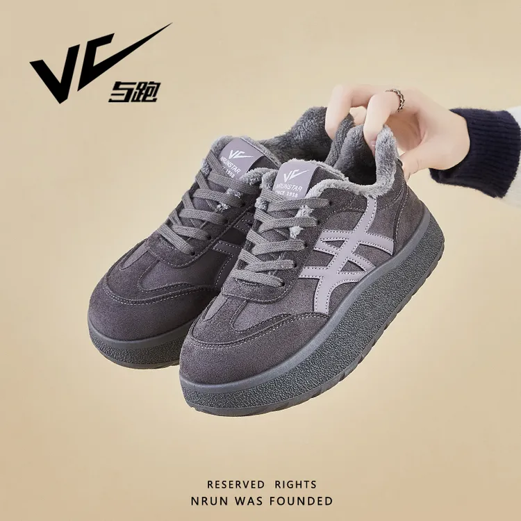 【MEI】2025年冬季加绒小白鞋女新款韩版保暖学生厚底增高休闲板鞋