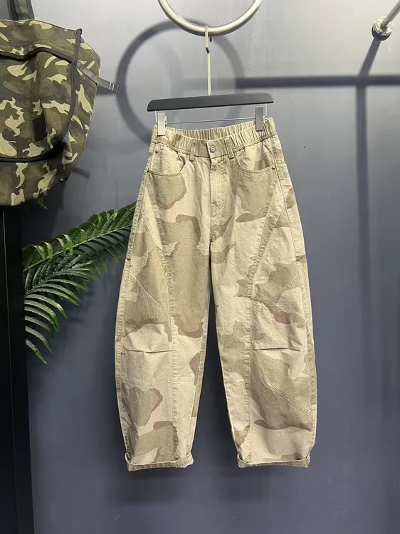 小众设计潮牌复古日系重工水洗迷彩弯刀工装裤 H321#EG