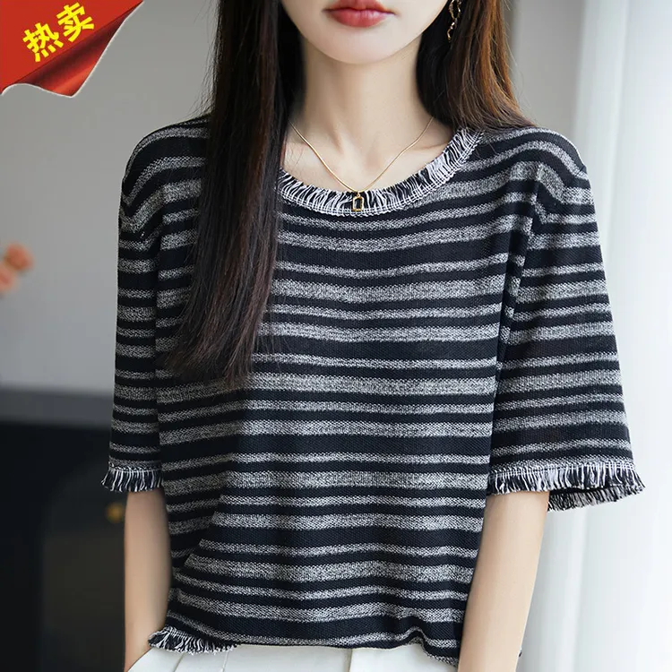 哥弟阿玛施正品女毛针织衫夏季女士天丝亚麻上衣夏季女山系宫廷风