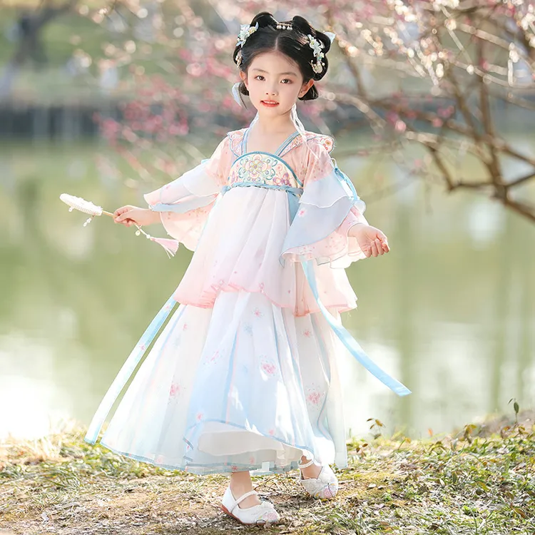 【桃花诺】女童儿童汉服春夏宝宝古风薄款中国风仙女小女孩裙子