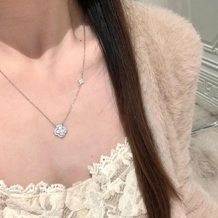 坠链均925银 【圣诞礼物】幸运四叶草项链轻奢锁骨链时尚生日送女友