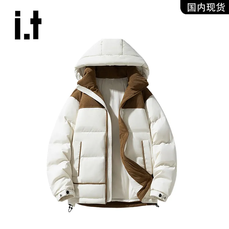 香港潮牌it：5cm/FIVECM 拼接羽绒服男冬季连帽新国标保暖加厚外套