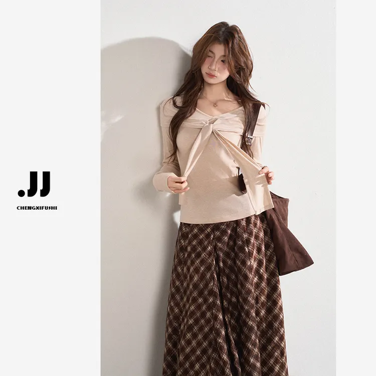 H1271【序偶来信】秋季法式设计感绑带小众气质温柔上衣女