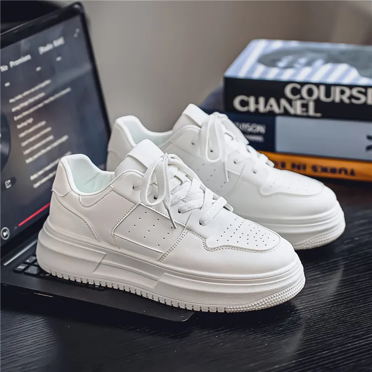 男鞋2025新款冬季潮流百搭休闲低帮板鞋青少年运动厚底增高小白鞋